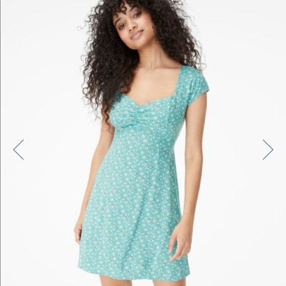 ✨Aeropostale Floral Sweetheart Neck Tie Back Teal Sz XL Dress✨